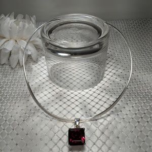 Sterling Silver Cuff Choker w/ Genuine Amethyst